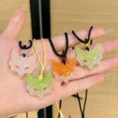 国风面具狐面美学狐狸编织守护吊坠男女项链情侣闺蜜新款 国风礼物