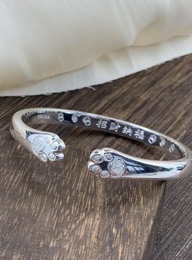 猫爪手镯女招财纳福小众高级闺蜜开口镯实心新年礼物