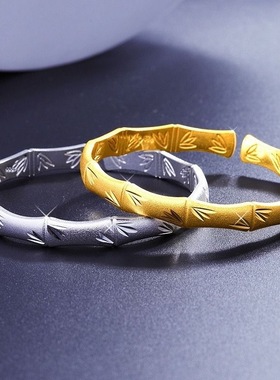 节节高升手镯女竹节磨砂手环简约个性实心竹子手镯