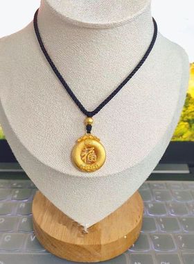 爆款胖福新款小胖福吊黑绳项链福字元宝女友礼物中式