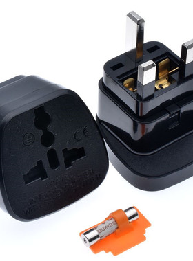 大面板英标带保险万用转换插头中国香港 新加坡马尔代夫插座黑色