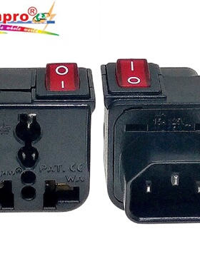 稳不落带开关插座PDU UPS服务器机柜品字C13转万能插座C14公头10A