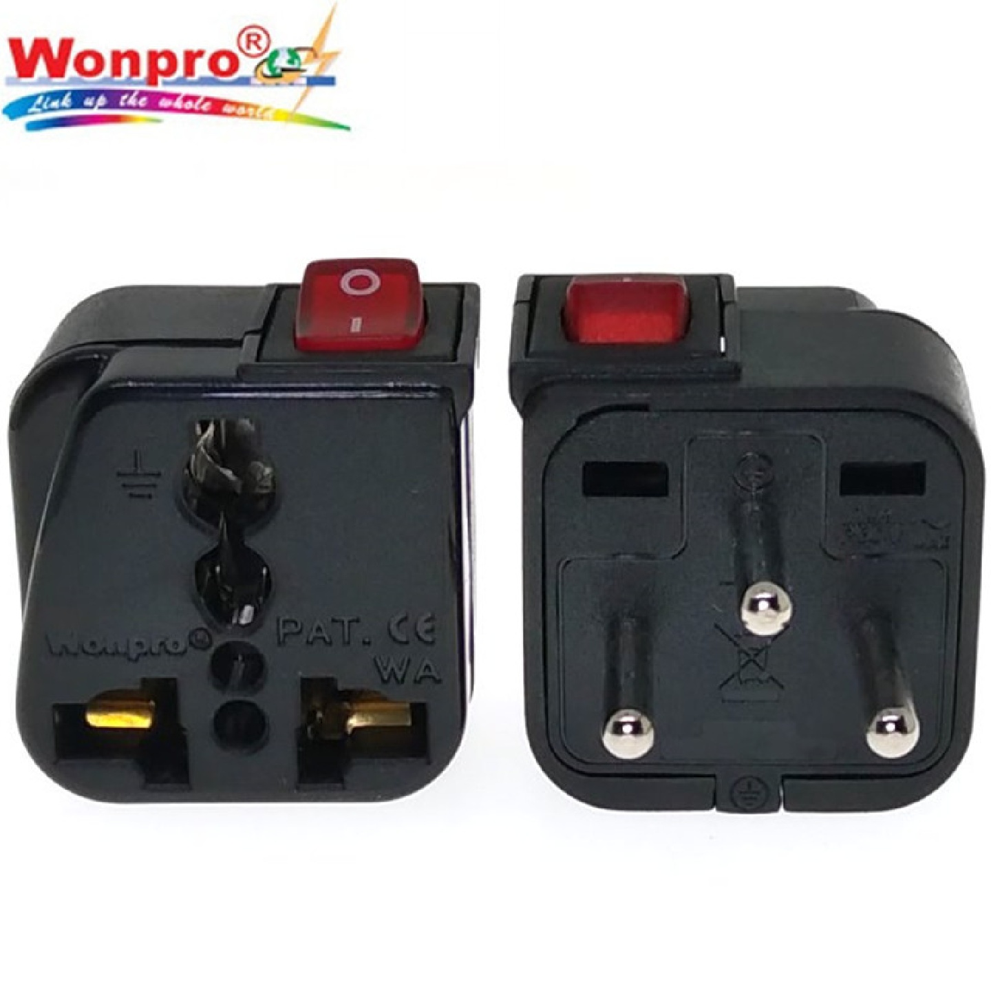 正品Wonpro稳不落以色列平头万用转换插座带电源开关带指示灯10A