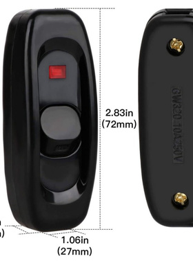 黑色床头开关带指示灯插头接线单粒中途线上开关按钮10A