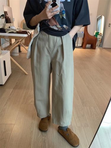 大码女装通勤纯棉阔腿显瘦九分裤
