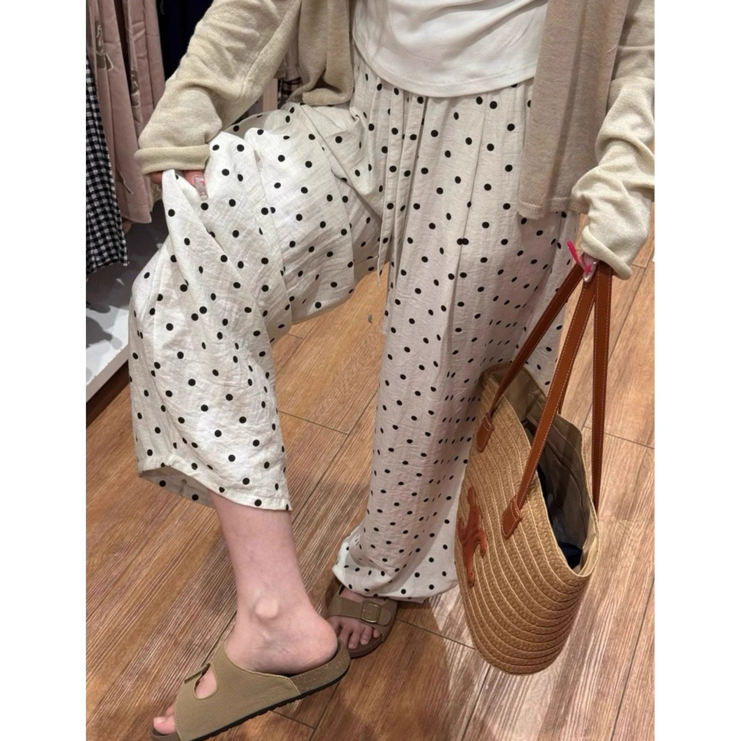 大碗plus定制大码女装微胖mm波点亚麻阔腿夏高腰宽松显瘦遮挎长裤,女装/女士精品,大码裤装,淘宝优惠券,粉丝福利购,淘宝优惠卷