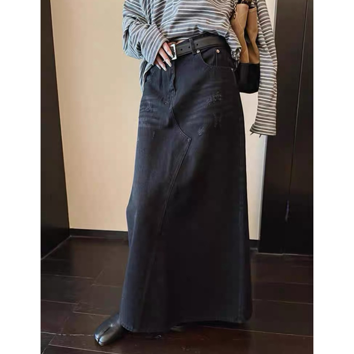 大碗plus定制大码女装微胖mm复古水洗牛仔半身裙秋宽松显瘦中长裙