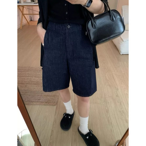 大碗plus定制大码女装微胖水洗直筒牛仔短裤夏高腰宽松显瘦五分裤