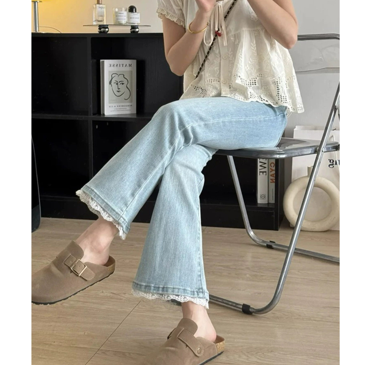 大碗plus定制大码女装肥妹妹mm蕾丝花边牛仔秋宽松显瘦喇叭九分裤,女装/女士精品,大码裤装,淘宝优惠券,粉丝福利购,淘宝优惠卷