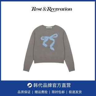 【现货】韩国李娜妍同款lartigent毛绒蝴蝶结针织衫毛衣长袖女