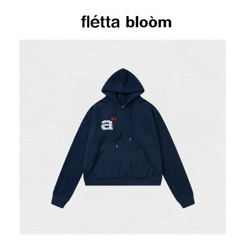 【现货】fletta bloom韩国aeae字母抓绒套头连帽卫衣修身韩系帽衫