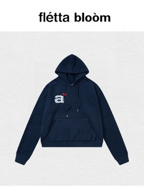 【现货】fletta bloom韩国aeae字母抓绒套头连帽卫衣修身韩系帽衫