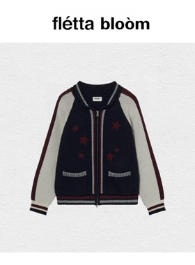 【现货】fletta bloom设计师aeae星星提花拼色插肩针织毛衣外套女