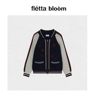 bloom设计师aeae星星提花拼色插肩针织毛衣外套女 fletta 现货