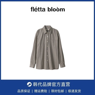 bloom秋季 fletta 新款 韩版 上衣女 翻领单排扣条纹衬衫 现货