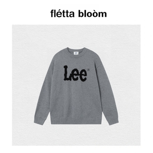 bloom韩国Lee字母撞色宽松羊毛针织套头毛衣休闲 fletta 现货