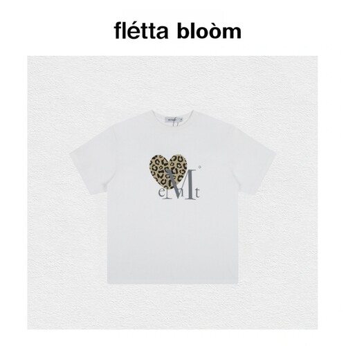 【现货】fletta bloom韩国小众mucent豹纹爱心字母印花短袖T恤女