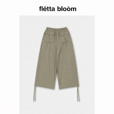●fletta bloom韩国Coyseio碎花包边松紧腰工装裤褶皱显瘦抽绳裤