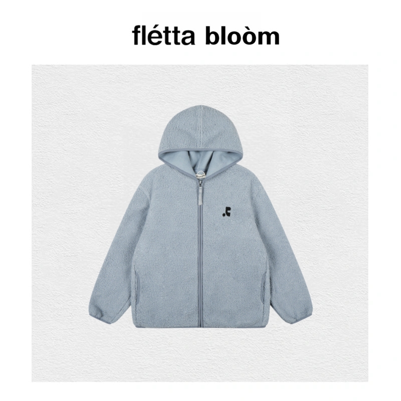 【现货】fletta bloom韩国小众潮牌冬季保暖RR连帽羊羔毛拉链外套