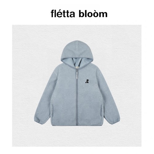 【现货】fletta bloom韩国小众潮牌冬季保暖RR连帽羊羔毛拉链外套
