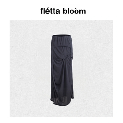 【现货】fletta bloom韩国Flare up分层叠穿不对称褶皱半身长裙女