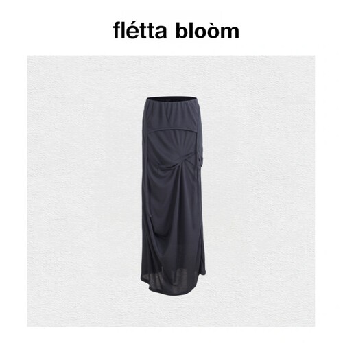 【现货】fletta bloom韩国Flare up分层叠穿不对称褶皱半身长裙女