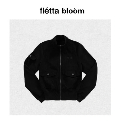 【现货】fletta bloom韩国ason字母刺绣灯芯绒夹克立领拉链外套女