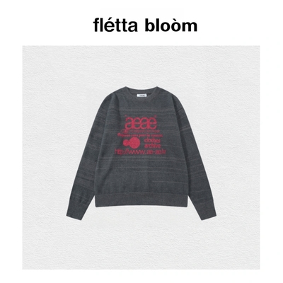 【现货】fletta bloom韩国小众AEAE字母logo提花圆领针织衫毛衣