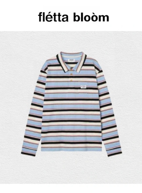 【现货】fletta bloom韩国小众aeae学院风条纹polo宽松T恤上衣