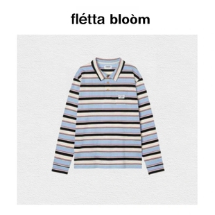 【现货】fletta bloom韩国小众aeae学院风条纹polo宽松T恤上衣