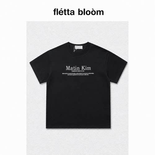●fletta bloom韩国Matin Kim刺绣字母圆领短袖t恤休闲宽松百搭