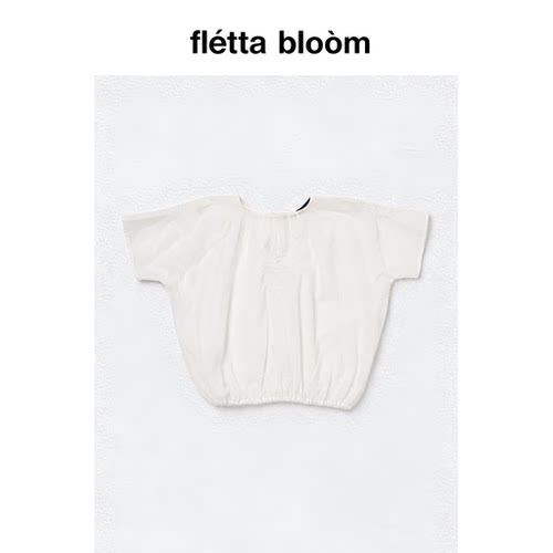 ●fletta bloom viaplain夏新款韩国设计师温柔收腰刺绣短袖衬衫