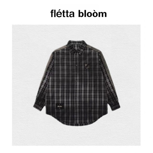 【现货】fletta bloom美式badblood休闲宽松格子绣花显瘦衬衫上衣