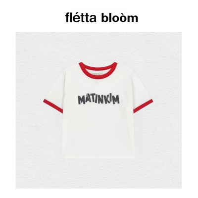 【现货】fletta bloom matinkim新款拼接撞色字母印花短款短袖T恤