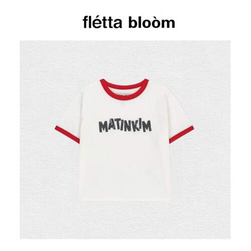 【现货】fletta bloom matinkim新款拼接撞色字母印花短款短袖T恤