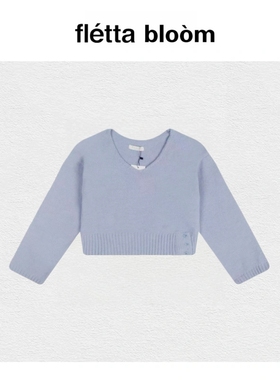 【现货】fletta bloom韩国modimood大V领斜露肩侧扣针织衫毛衣女