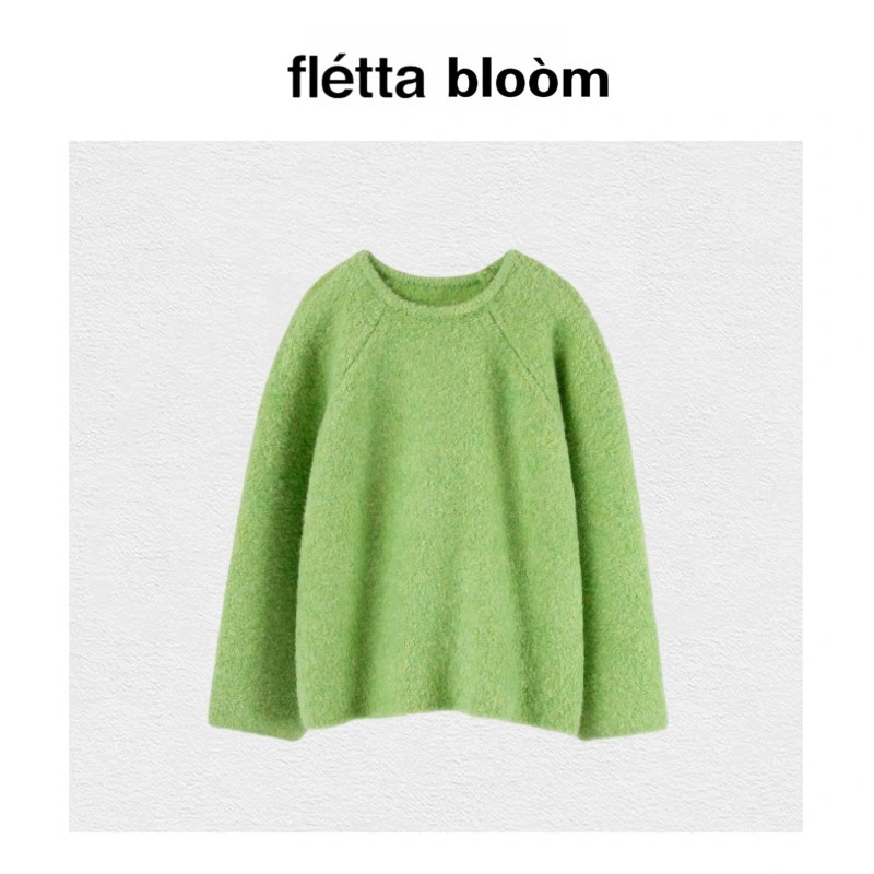 【现货】fletta bloom韩国温柔毛绒休闲百搭针织衫套头圆领毛衣女