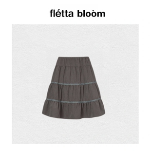 bloom韩国aeae格子格纹拼接中腰长版 fletta 半身伞裙女潮 现货