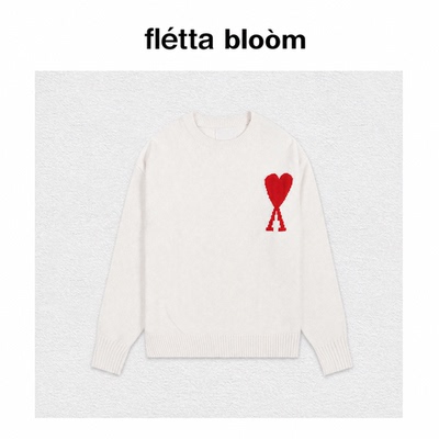 ●fletta bloom ami毛衣圆领红心男女提花爱心休闲高领套头针织衫