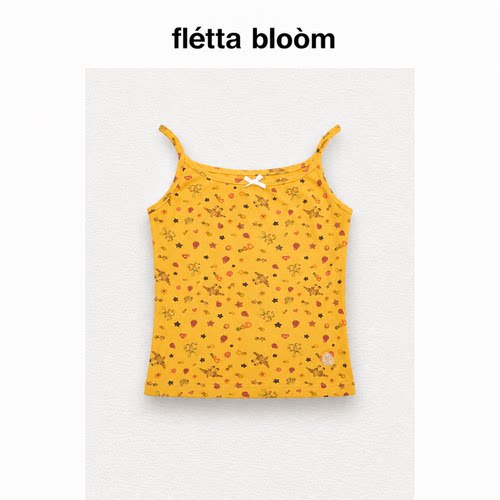 ●fletta bloom韩国小众卡通兔兔吊带女碎花蕾丝蝴蝶结辣妹背心
