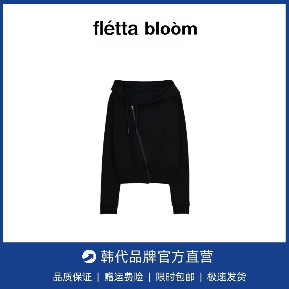 【现货】fletta bloom简约刺绣字母斜襟拉链连帽抽绳外套短款卫衣,女装/女士精品,大码内搭,淘宝优惠券,粉丝福利购,淘宝优惠卷