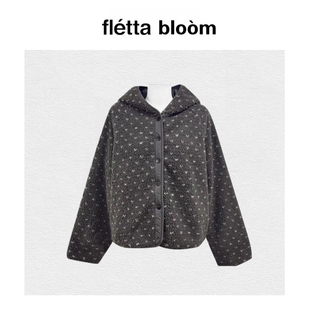 bloom韩国小众连帽两面穿羊羔毛夹棉厚夹克外套女 fletta 现货