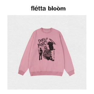 【现货】fletta bloom韩国小众潮MGD猫咪涂鸦印花卫衣美式复古