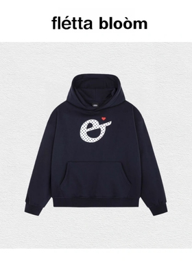 【现货】fletta bloom韩国潮牌aeae波点贴布刺绣卫衣连帽加绒帽衫