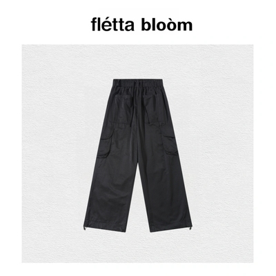 【现货】fletta bloom休闲裤褶皱宽松大口袋松紧带抽绳工装长裤