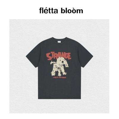 【现货】fletta bloom韩国MGD短袖潦草小狗卡通图案印花圆领T恤女