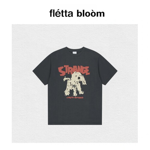 【现货】fletta bloom韩国MGD短袖潦草小狗卡通图案印花圆领T恤女