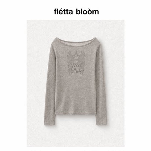 ●fletta bloom GILA ARCHIVE金智秀款莱赛尔星星长袖T恤斜肩罩衫