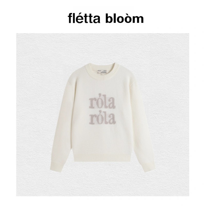【现货】fletta bloom韩国小众经典字母标短款针织衫套头圆领毛衣