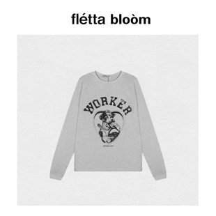 【现货】fletta bloom韩国小众长袖百搭T恤宽松圆领打底衫上衣女